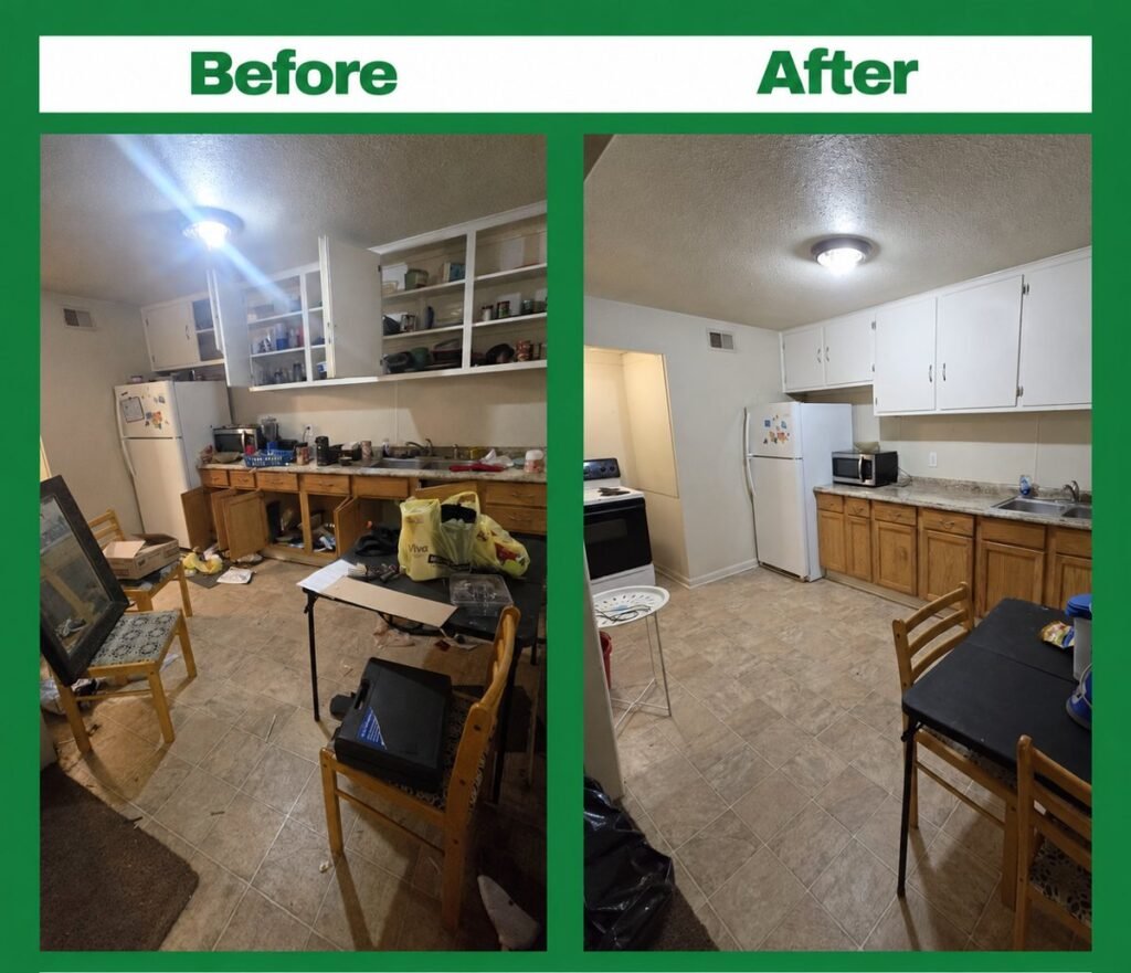 Before and after kitchen cleaning by Rover Cleaning Services Chicago